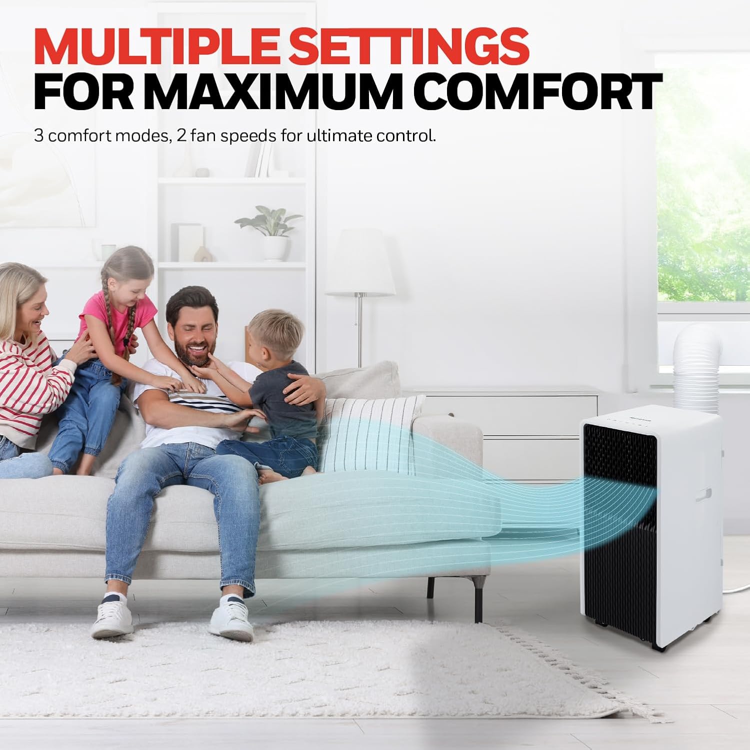 Honeywell 13,500 BTU Slim Portable AC with Fan, Dehumidifier, Remote Control – Cools Up to 660 Sq. Ft., HX4CESAWG0 (10,000 BTU SACC)