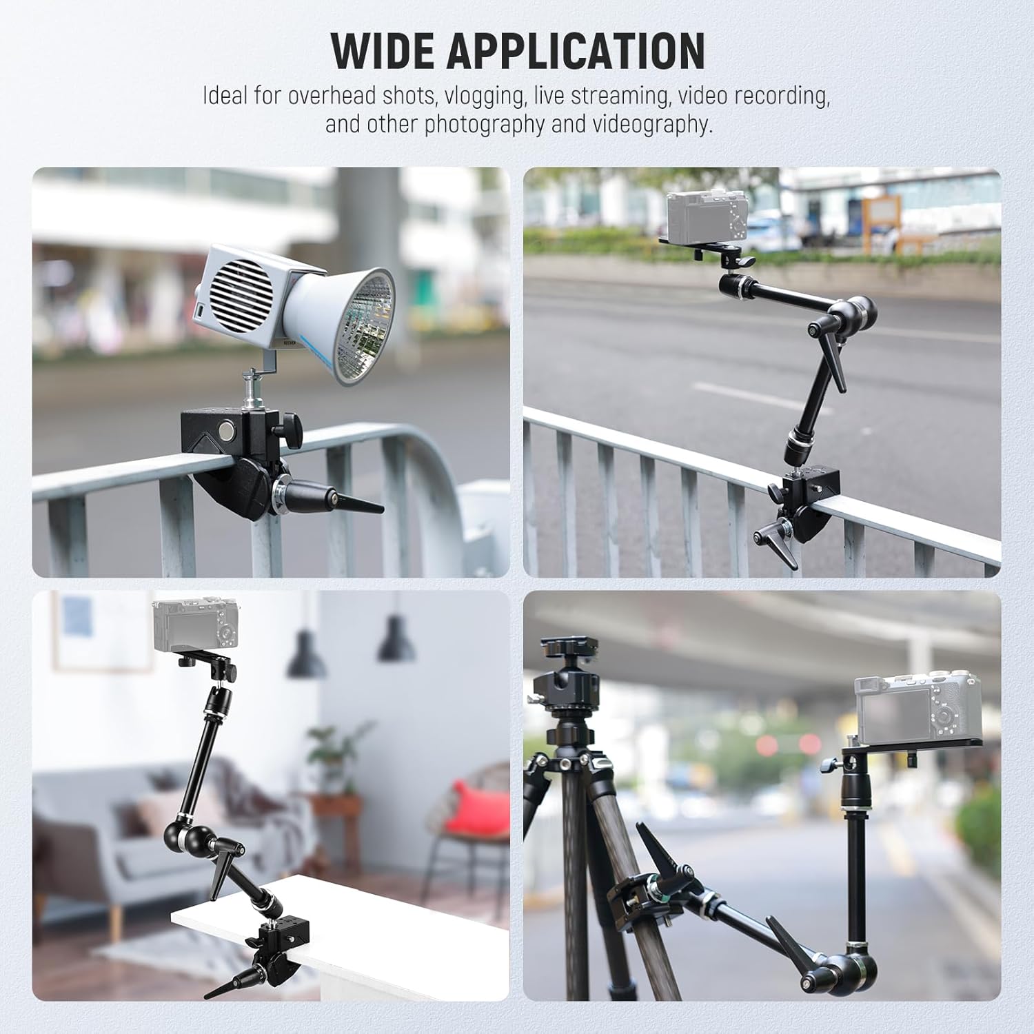 NEEWER 21' Magic Arm Camera Mount with Super Clamp, Overhead Desk Mount with 360° Dual Ball Head, 1/4' 3/8' 5/8' Stud Adapter for PA073 PA074 Phone Cage Rig DSLR Camera Monitor Video Light, UA018
