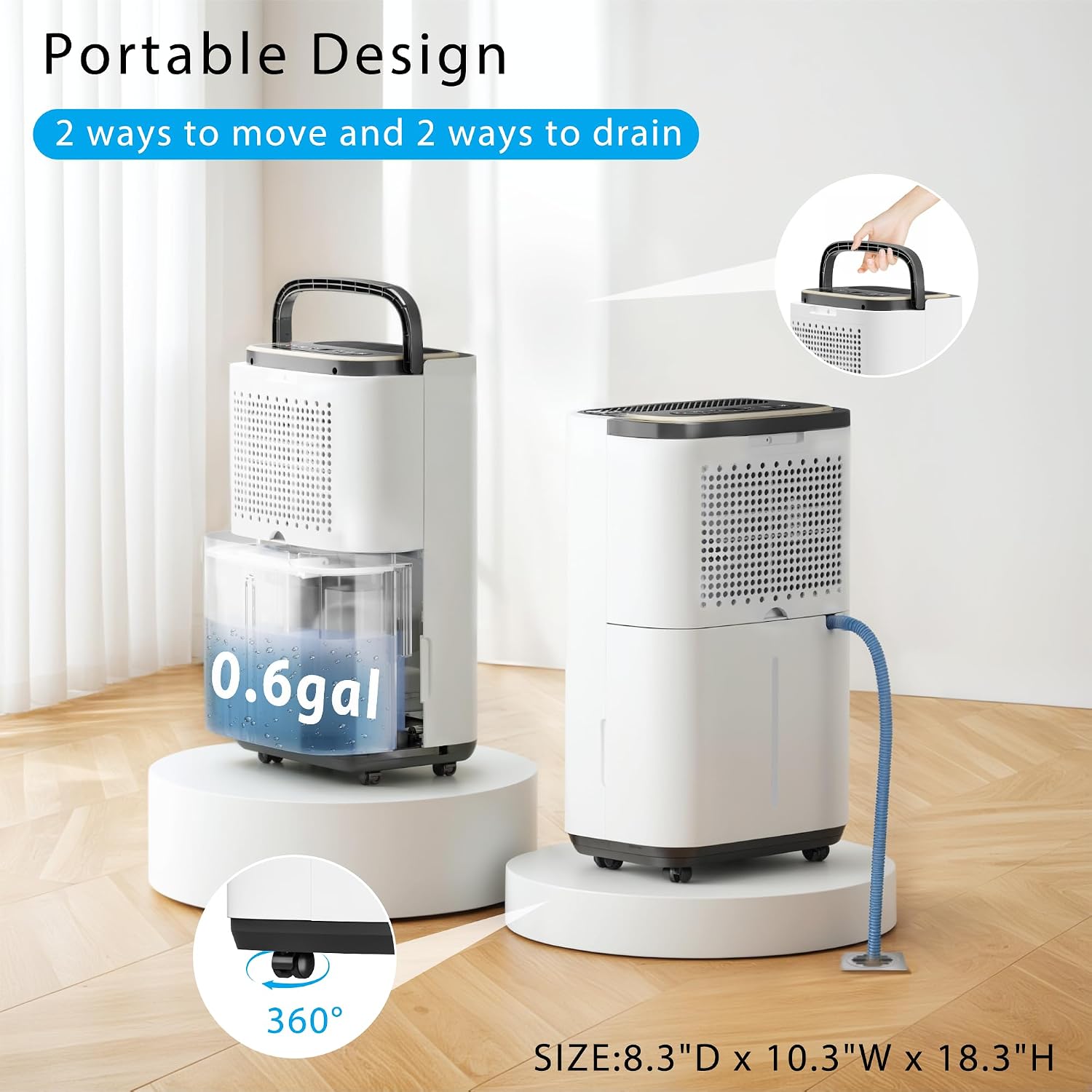5000 Sq.Ft Dehumidifier for Basement with Drain Hose, Update 50 Pint Large Best Compressor Dehumidifiers for Home or Garage, Smart Humidity Control, 24H Timer & Child Lock, Ideal for Large Rooms