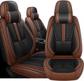Arazi Front Seat Covers for Toyota Prius 2001-2025, Nappa Leather Seat Cover Full Coverage Waterproof Car Seat Protector (Black&Brown,2 Seats Luxury)