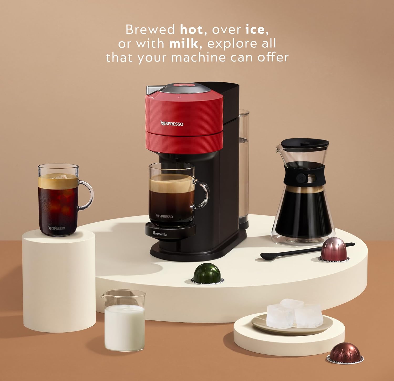 Nespresso Vertuo Next Coffee and Espresso Machine by Breville, Cherry Red, 1.1 Liters