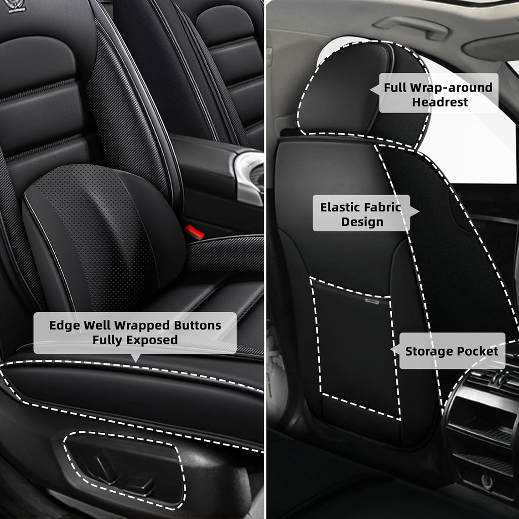 Car Seat Cover Fit for Dodge Charger 2006-2024,Compatible Airbag Non-Slip Waterproof Seat Covers,Car Seat Protector Premium Interior (Luxury 5 Seats,Classic Black)