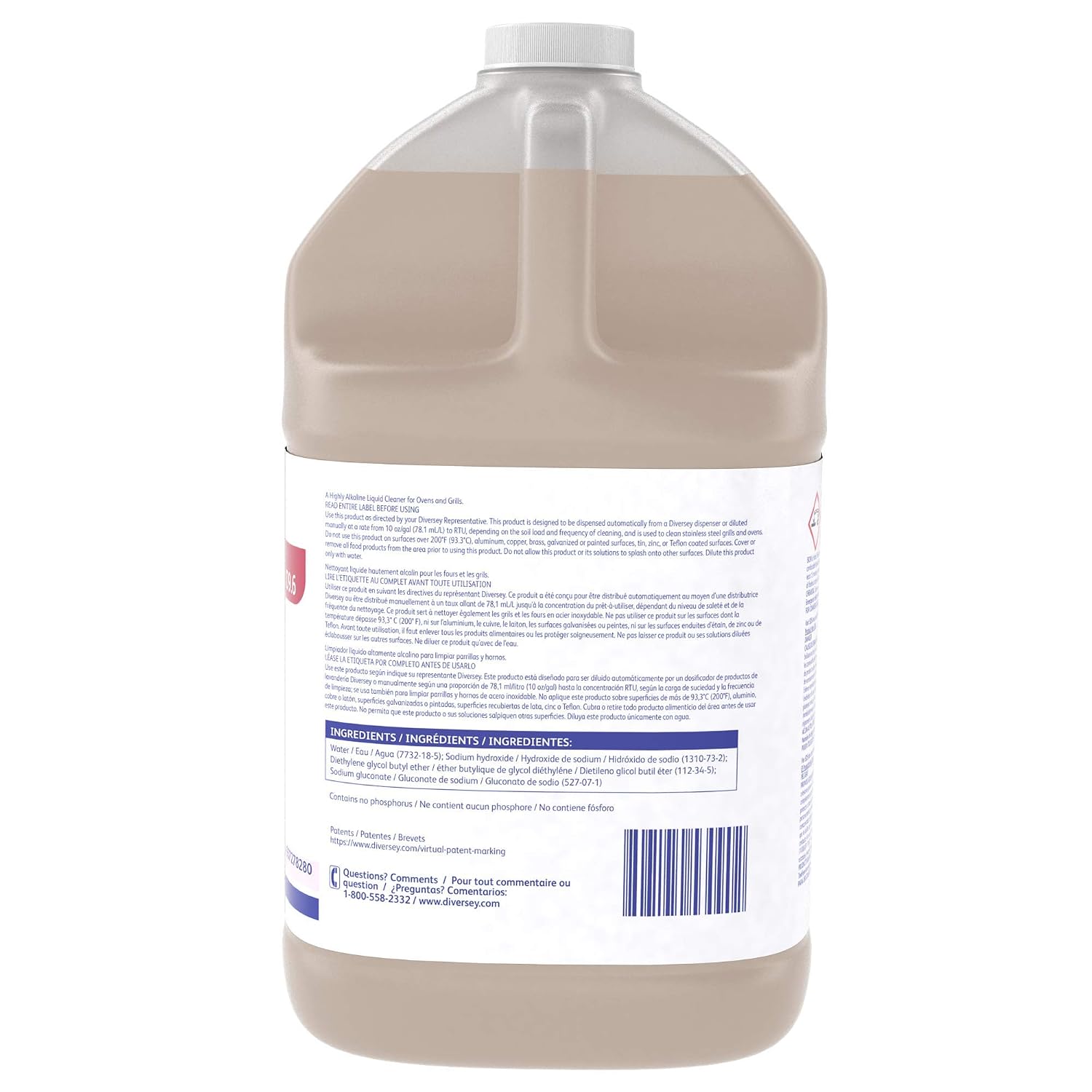 Diversey 957278280 SUMA D9.6 Oven Cleaner, Removes Heavy Deposits of Grease, Fats & Carbonized Soils, Ready-to-Use, 1-Gallon