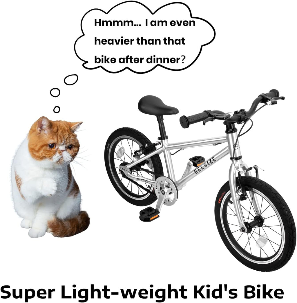 A11N SPORTS BELSIZE 16-Inch Belt-Drive Kid's Bike, Lightweight Aluminium Alloy Bicycle(only 12.57 lbs) for 3-7 Years Old