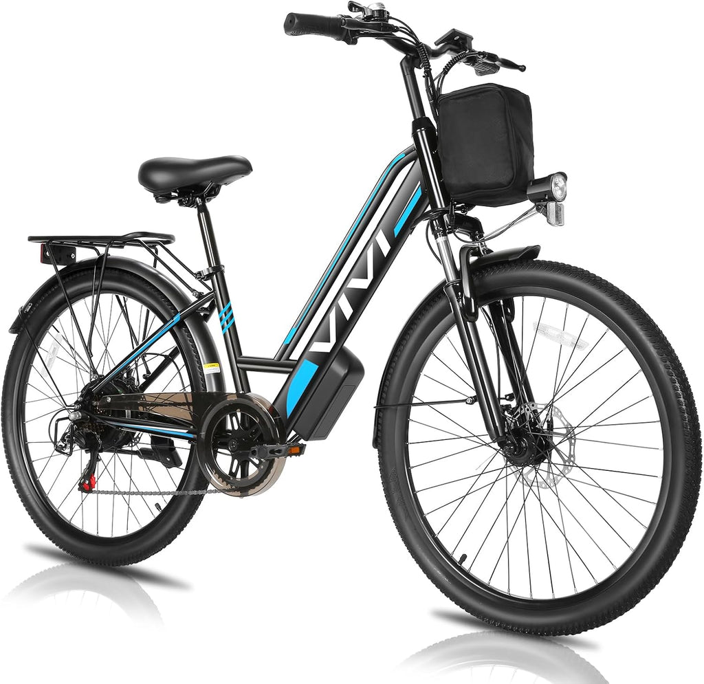 Vivi MT26GUL Electric Bike 26' Step Through Electric Bicycle with Removable 48V 374.4Wh Battery, 750W Peak Motor, 20Mph Top Speed, Up to 50 Miles, Cruise Control, 7 Speed, SGS Certified to UL2849