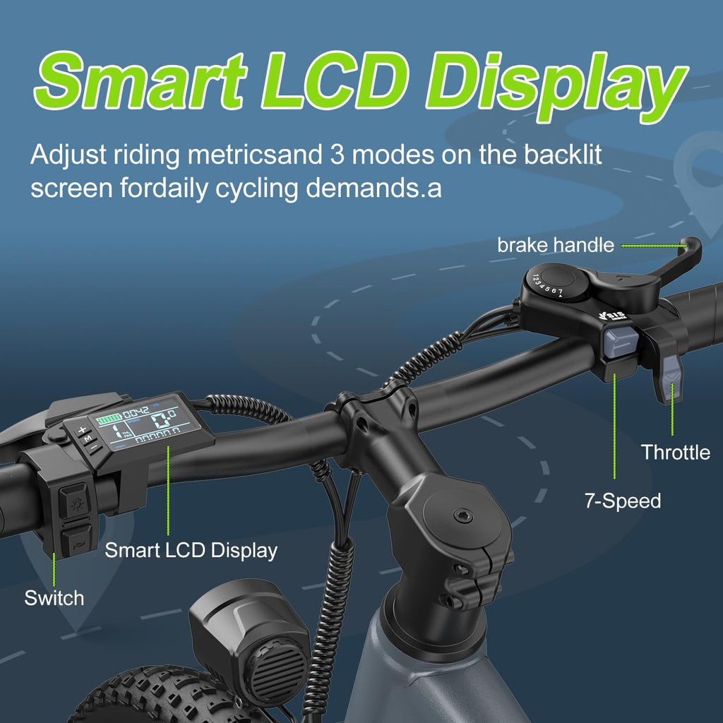 Electric Bike for Adults, 20' 24' 26' 1000W 1500W 2000W Peak Motor, 48V 36V 10AH 13AH Ebike, 30-45Miles 22-25MPH Electric Bicycles, 7-Speed ebikes for Adults