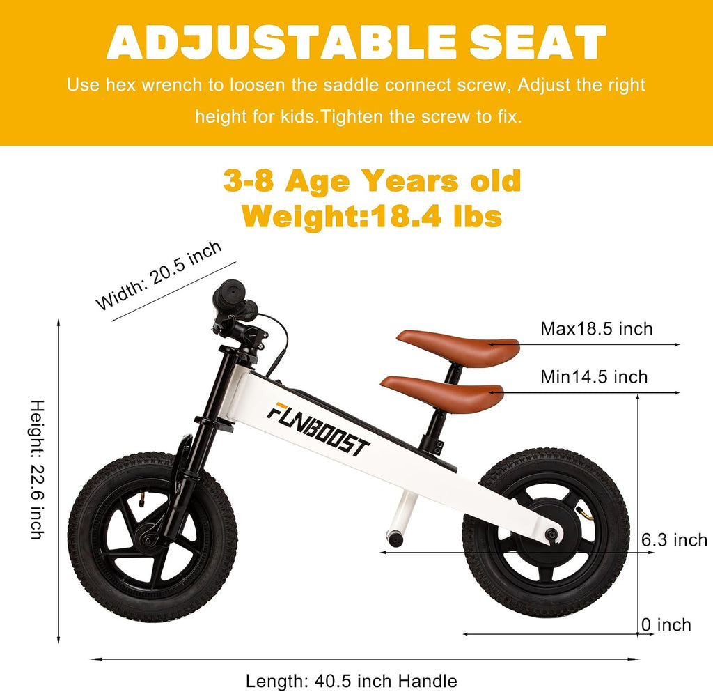 K2 Electric Balance Bike for Kids, 12 inch Pneumatic Tire Kids Electric Bike, 150W Peak Motor 24V/2AH Battery, Range 6 Miles, Suspension Fork, Adjustable Seat, Electric Motorcycle for Ages 3-8