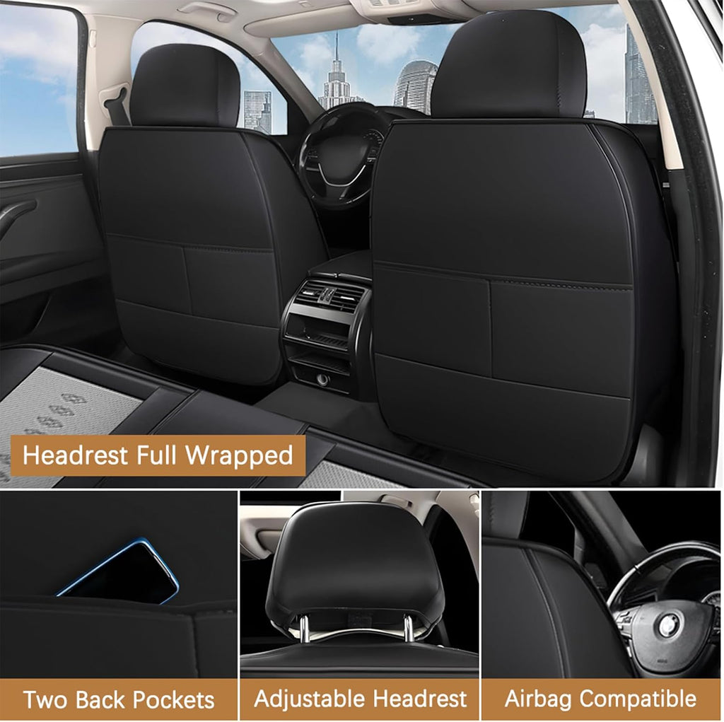 Leather Seat Covers for Lexus TX 500h 2024 2025,Car Seat Covers Front Set,Waterproof Car Seat Protectors with Airbag,Comfort Interior Cover Seats for Cars(Black+Grey)
