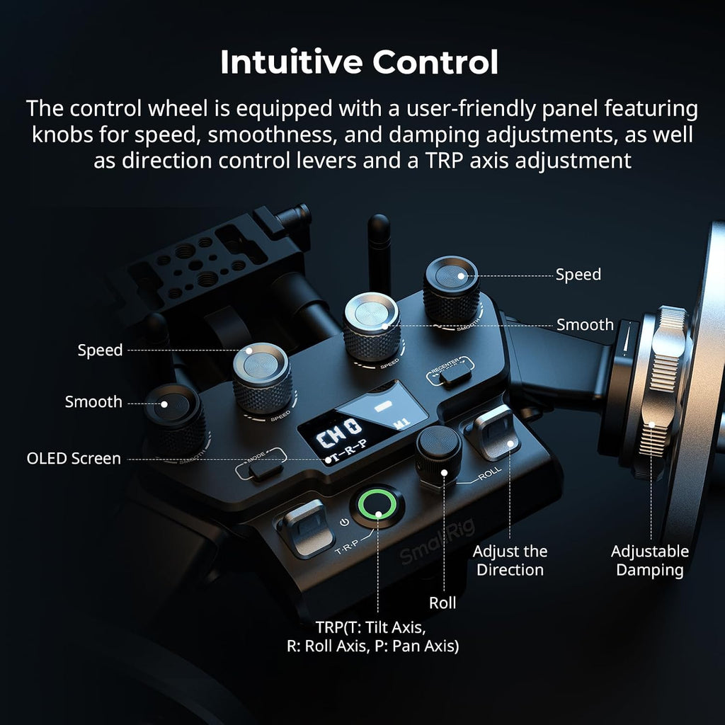 SmallRig Gimbal Control Wheels for DJI RS2 / RS 3 Pro/RS 4 / RS 4 Pro/RS 5 | Intuitive Control | Adjustable Damping | Dual Power Supply, for Heavy Duty Tripod - 4525