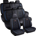 Car Seat Covers 7 Seats for Dodge Grand Caravan 2000-2020, Waterproof Durable Leather Vehicle Cushion Covers, Breathable Full Coverage Seat Protector(Standard,Black Blue)
