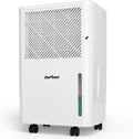 Sunvivi 22 Pints Dehumidifier for Home: 1500 Sq.Ft Dehumidifiers with 71OZ Water Tank, Drain Hose for Basement, Bedroom, Bathroom, RV, Garage, Living room, 360° Rotatable Wheels, 24H Timer, White