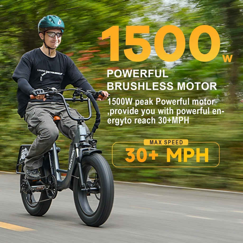 EUY Electric Bike for Adults with Peak 1500W Motor, 48V 20Ah Removable Battery Fast Ebike,Max 70Miles,20' x4.0 Fat Tire Commuting Electric Mountain Bike,7-Speed, Step-Thru Bicycle