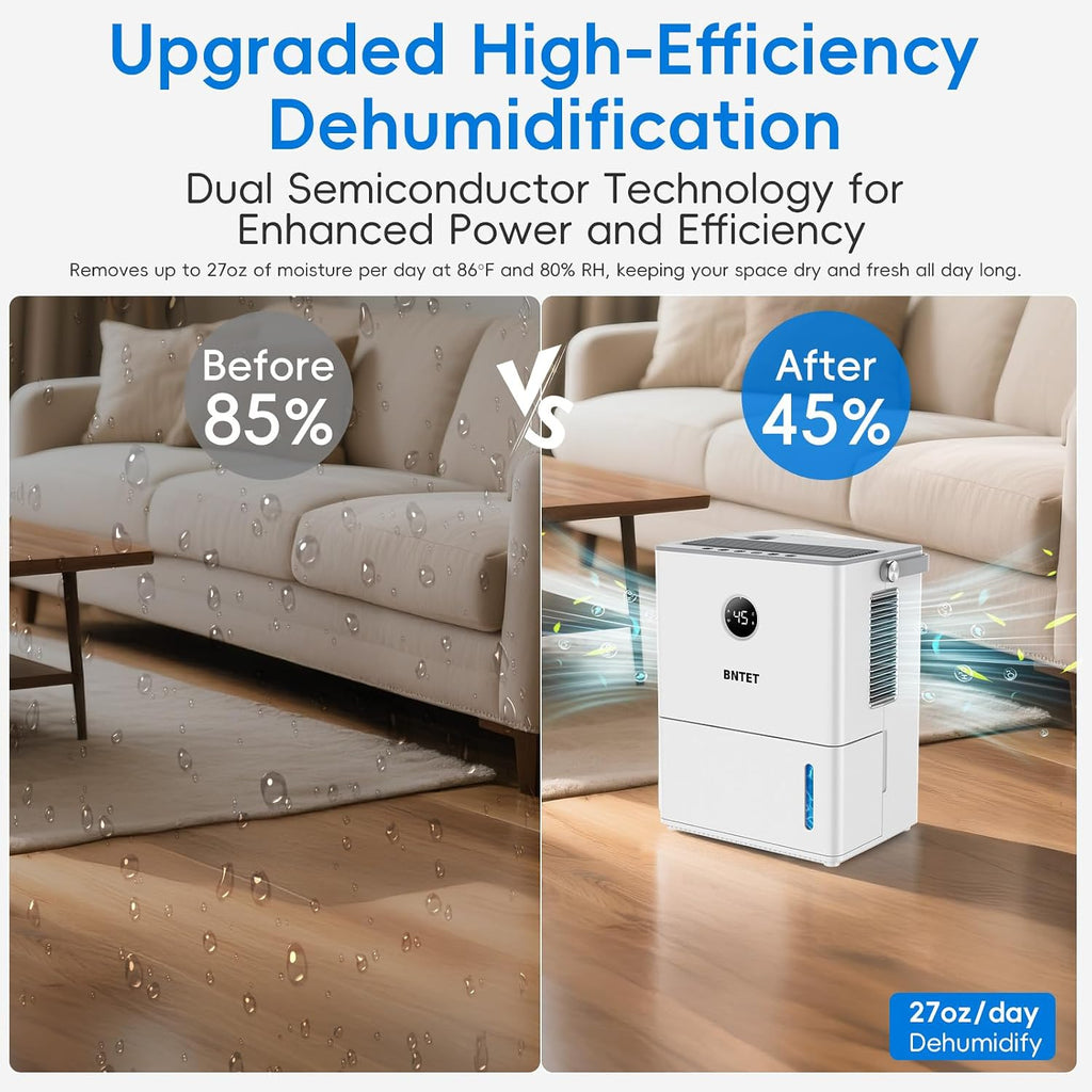 2-in-1 Dehumidifier and Humidifier Combo, 68 oz Tank with Auto Shutoff, Smart Humidity Control, 30-Second Rapid Dehumidification, 12H Timer, 7-Color LED Light for Home Use