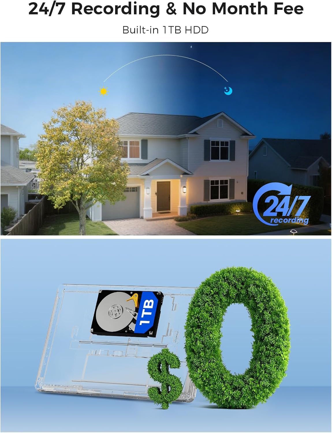 Hiseeu Wireless Security Camera System, 5MP Outdoor Cameras with 10' LCD Monitor 4-Cam Kit, 1TB HDD, Plug & Play NVR, Auto Tracking, 2.4G/5GHz WiFi, 2-Way Audio, Color Night Vision, No Monthly Fees