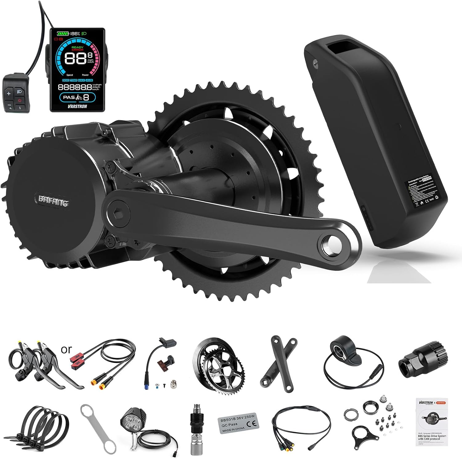 BAFANG 1000W Mid Drive Kit 52V BBSHD 68MM Ebike Conversion Motor Kit, Electric Bike M615 Optional 500C DM03 P860C C18-9 B02N T1 Display with 52V 20Ah Yingwu Battery