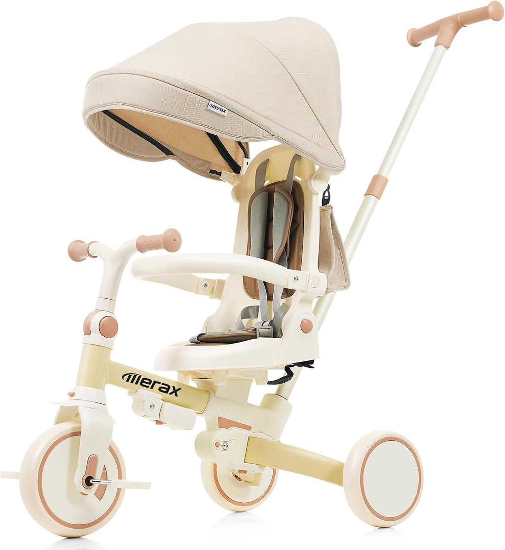 7 in 1 Baby Tricycle Stroller for Toddlers Ages 1Y-6Y Adjustable Push Handle Rotatable Seat Retractable Canopy