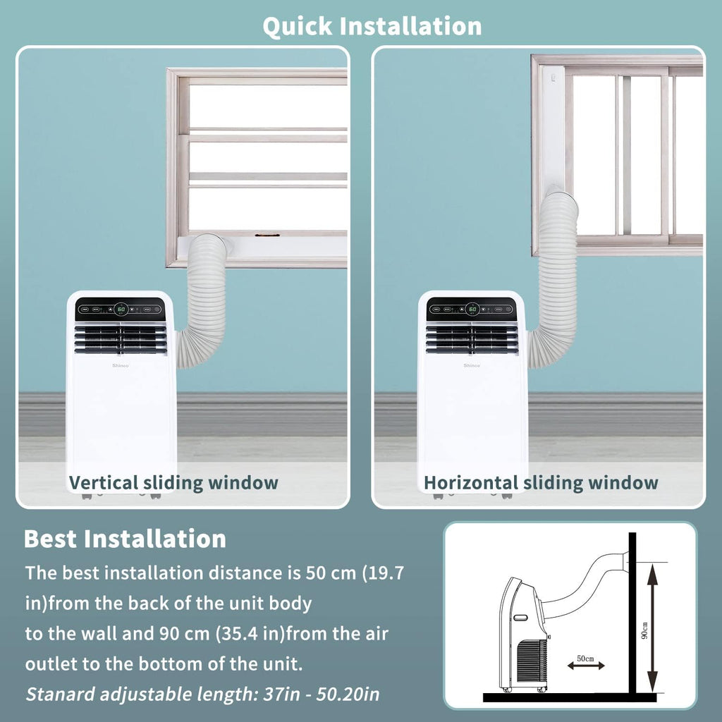 Shinco 8,000 BTU Portable Air Conditioner, AC Unit with Built-in Cool, Dehumidifier & Fan Modes for Room up to 350 sq.ft, Conditioner Remote Control, 24 Hour Timer, Installation Kit