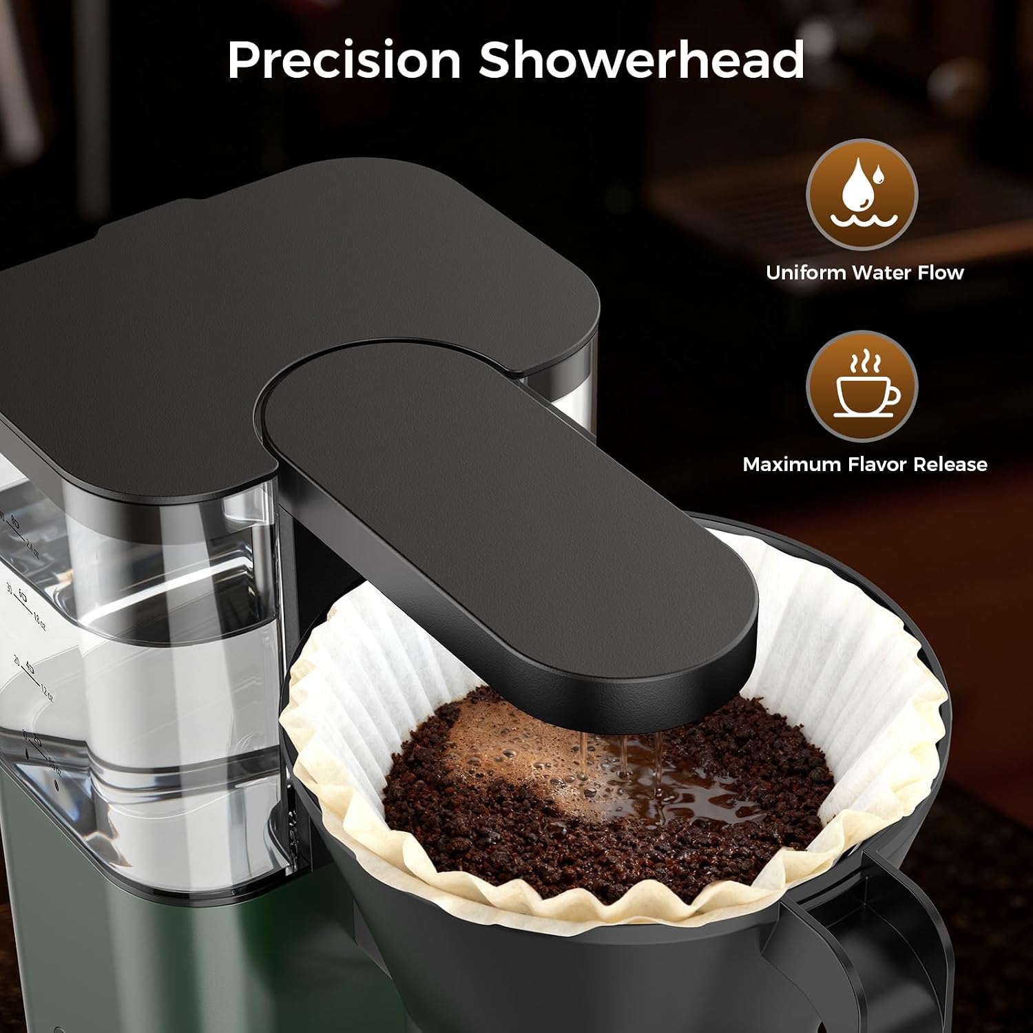 Kismile SCA-Certified 8 Cup Drip Coffee Maker, Pour Over Coffee Machine with 3s Instant Heat 197–205℉, Adjustable Flow Control, Removable Water Tank, Deep Cold Brew & 40 Min Keep Warm (Juniper)