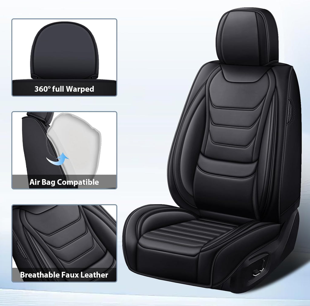 Fit for Toyota Highlander 2001-2025 Custom Seat Covers, PU Leather Car Seat Covers, Full Coverage Protection, Thick Cushioning Seat Protectors(Standard Full Set/Black)