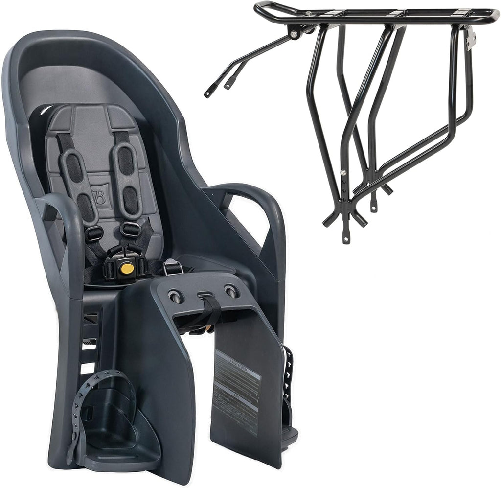 Burley Dash RM | Rack-Mounted Child Bike Seat with Padded Seating, Adjustable Fit & Footrests, Secure 5-Point Harness