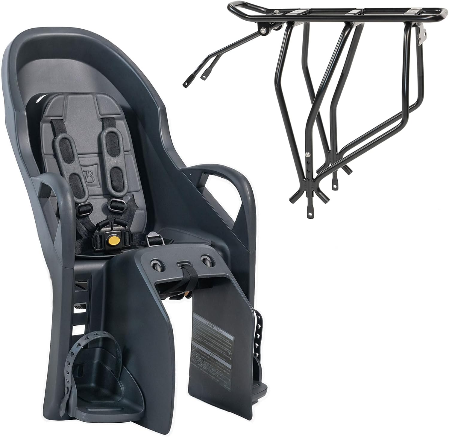 Burley Dash RM | Rack-Mounted Child Bike Seat with Padded Seating, Adjustable Fit & Footrests, Secure 5-Point Harness