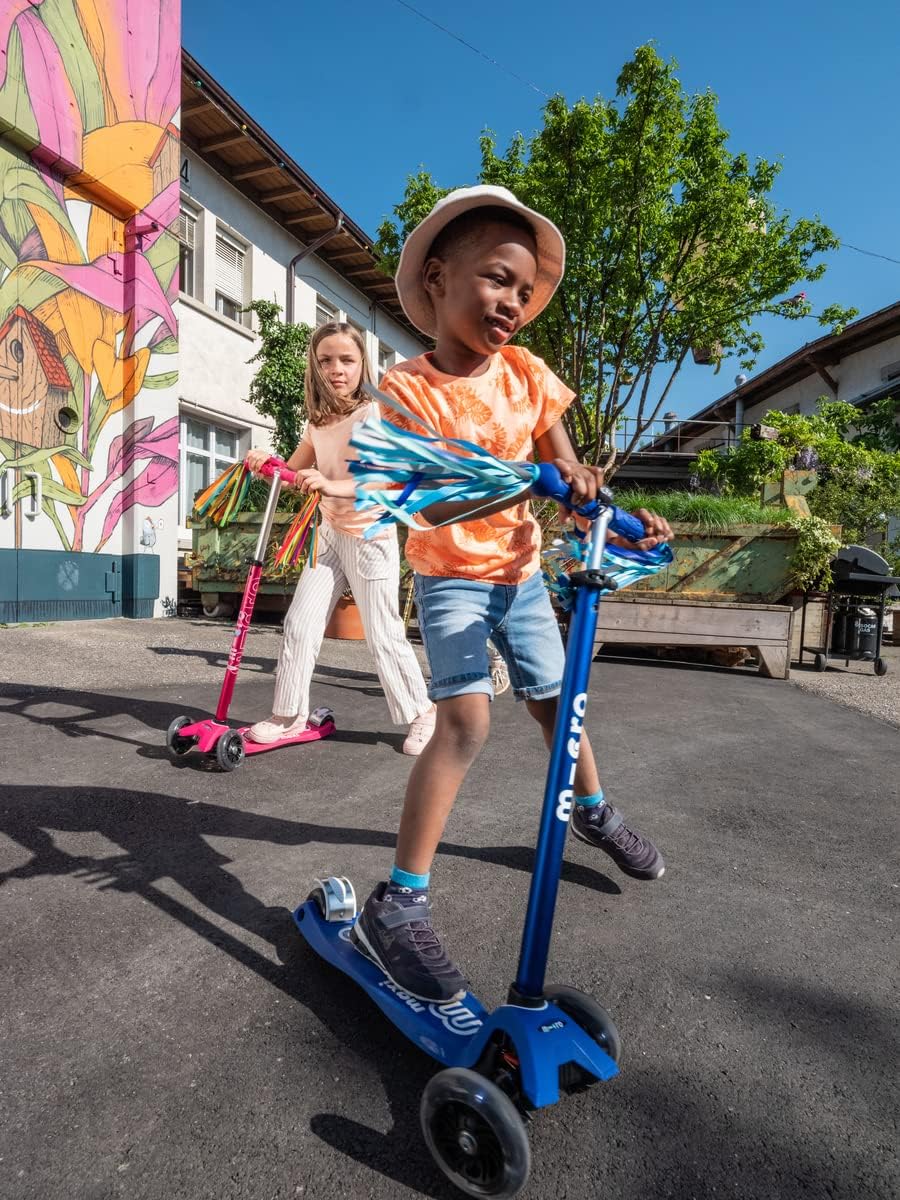 Micro Kickboard | Maxi LED Kids Scooter for Ages 5-12 | Children up to 110 lbs | 3 Wheel Lean-to-Steer Design | Adjustable T Bar | Smooth Ride, Motion Activated PU LED Wheels | Swiss Design