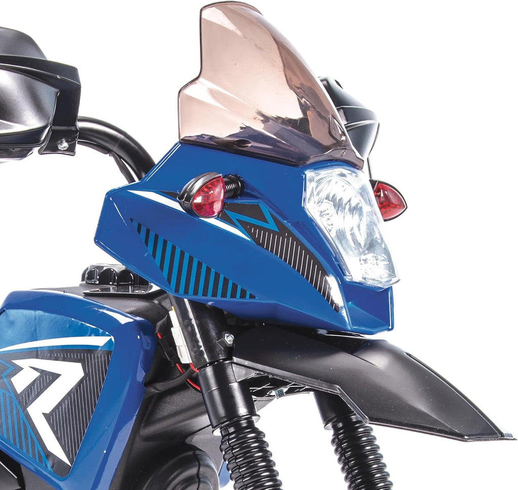 Huffy Ride On Motorcycle for Kids, Ideal for Ages 2-5 Years, 6V Rechargeable Battery, Training Wheels, Realistic Engine Sounds, Max Weight 65lbs, 2 MPH, Blue