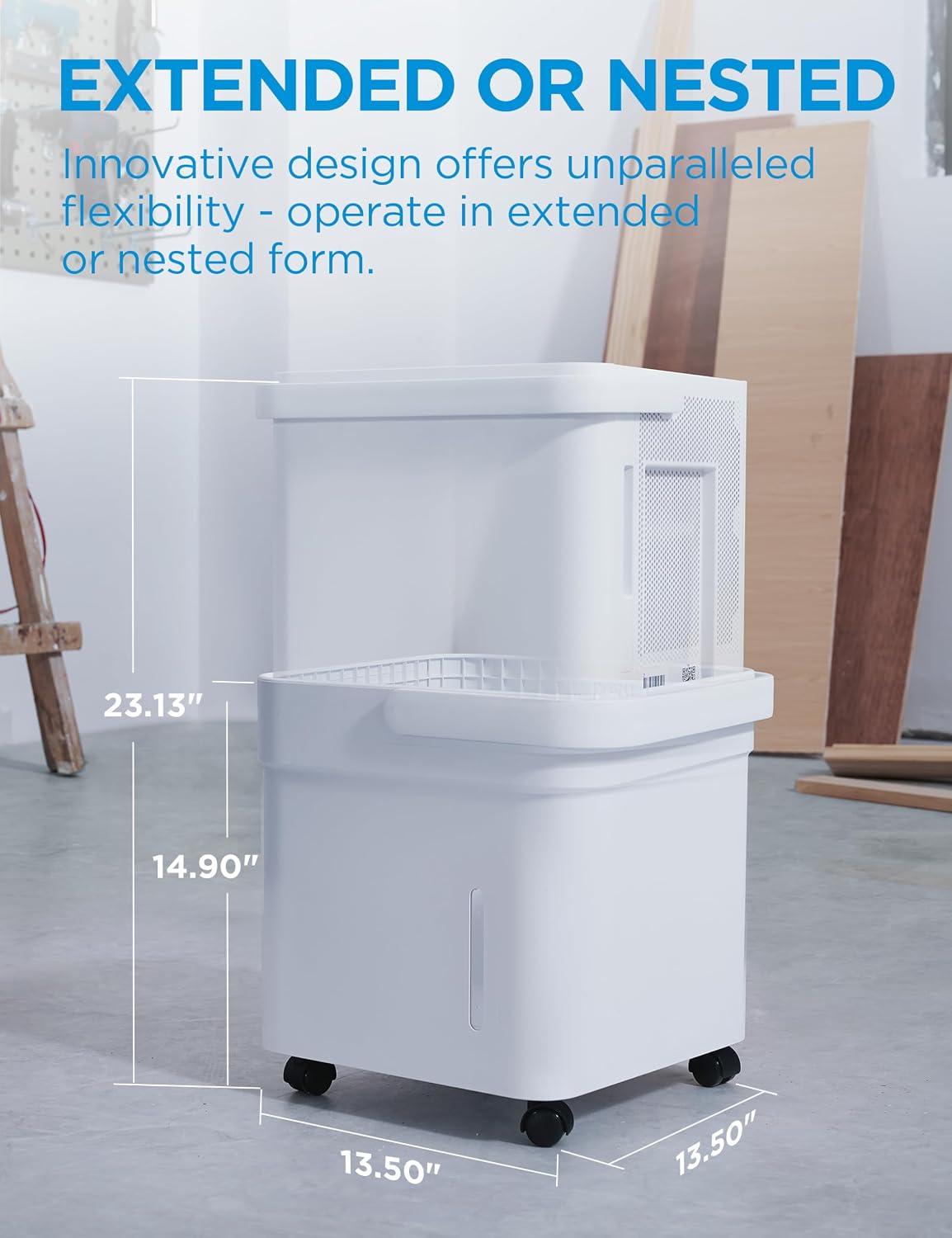 Midea Cube 20 Pint Dehumidifier for Basement, Up to 1,500 Sq. Ft. dehumidifier with drain hose, ENERGY STAR Certificated, Smart Control, Compatible with Alexa, White