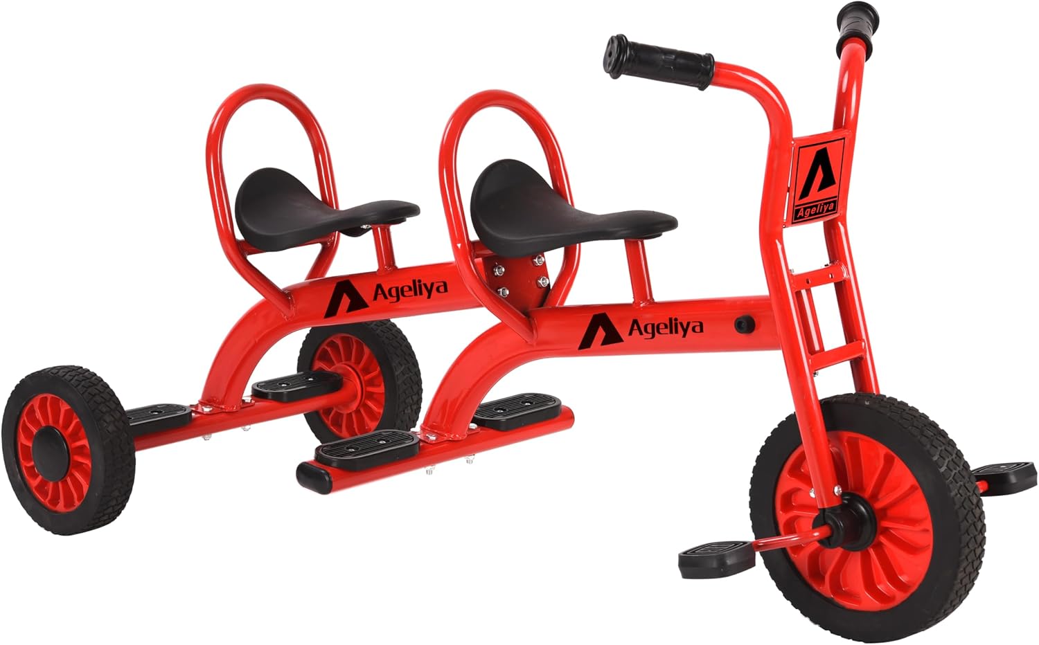 Kids Tricycles for Preschoolers Ages 3+, Ideal Outdoor Playground & Daycare Yard Trike with Passenger Seat, Durable Metal Pedal Kids Tandem Tricycles, Sturdy Carbon Steel Frame, Solid Rubber Tires