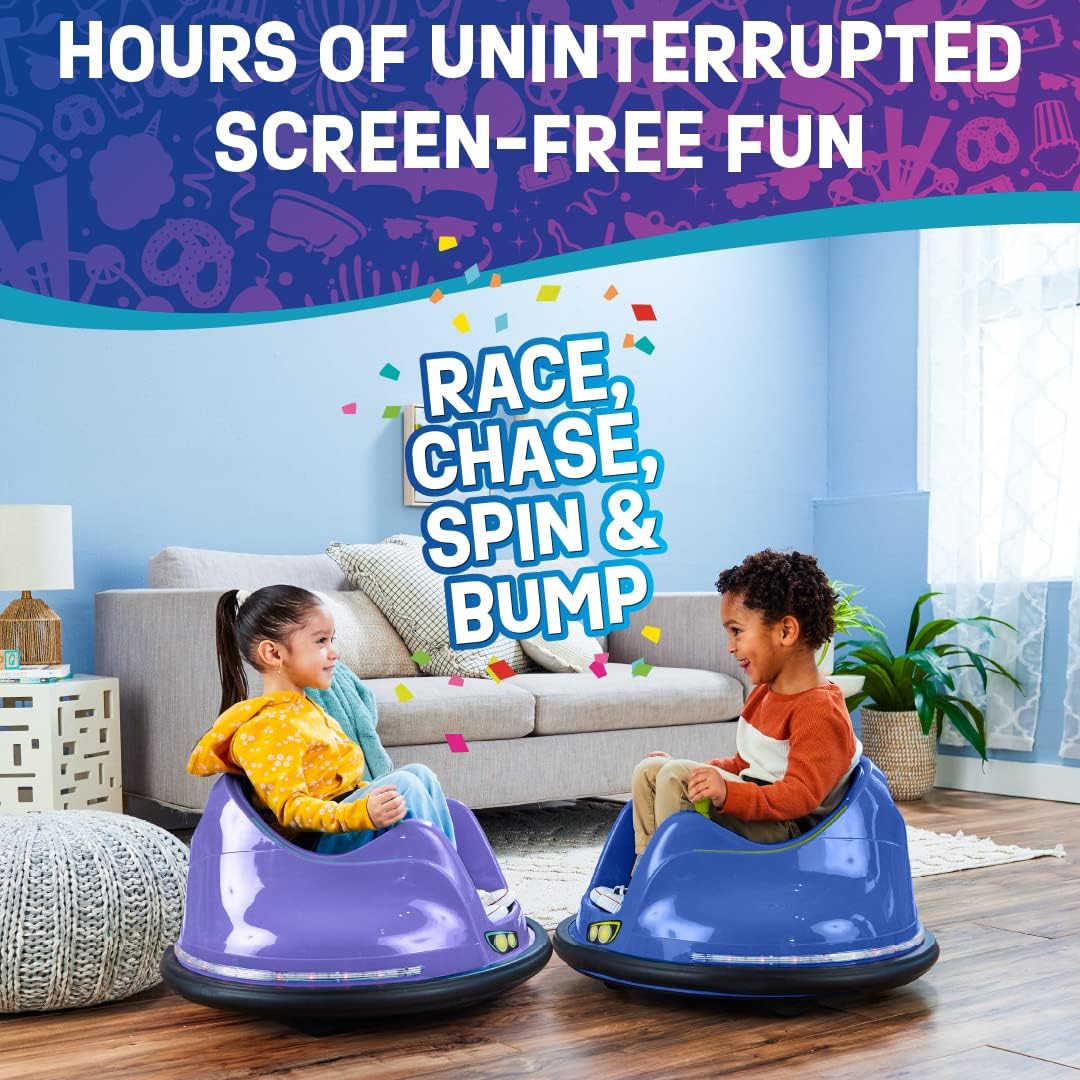 Flybar FunPark Electric Bumper Car 6V for Toddlers, Kids, Baby Ride On Toys, Ages 1.5-4 Years, LED Lights, 360 Degree Spin, Supports up to 66 pounds (No Remote)