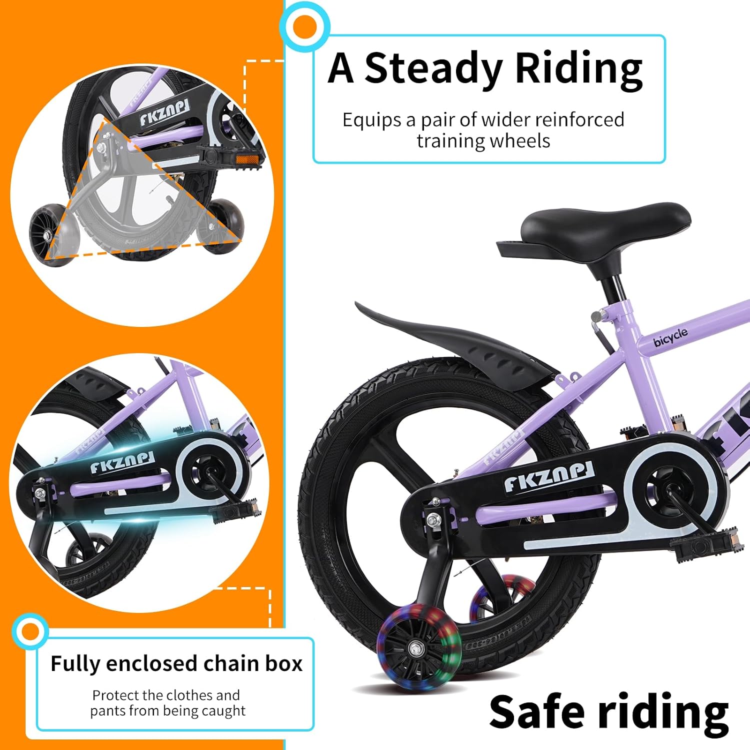 Kids Bike 16/18 Inch – High Carbon Steel Frame, Magnesium Alloy Wheels, Training Wheels with Night Glow, Adjustable Seat, Water Bottle – Girls & Boys Bicycle Ages 3-8