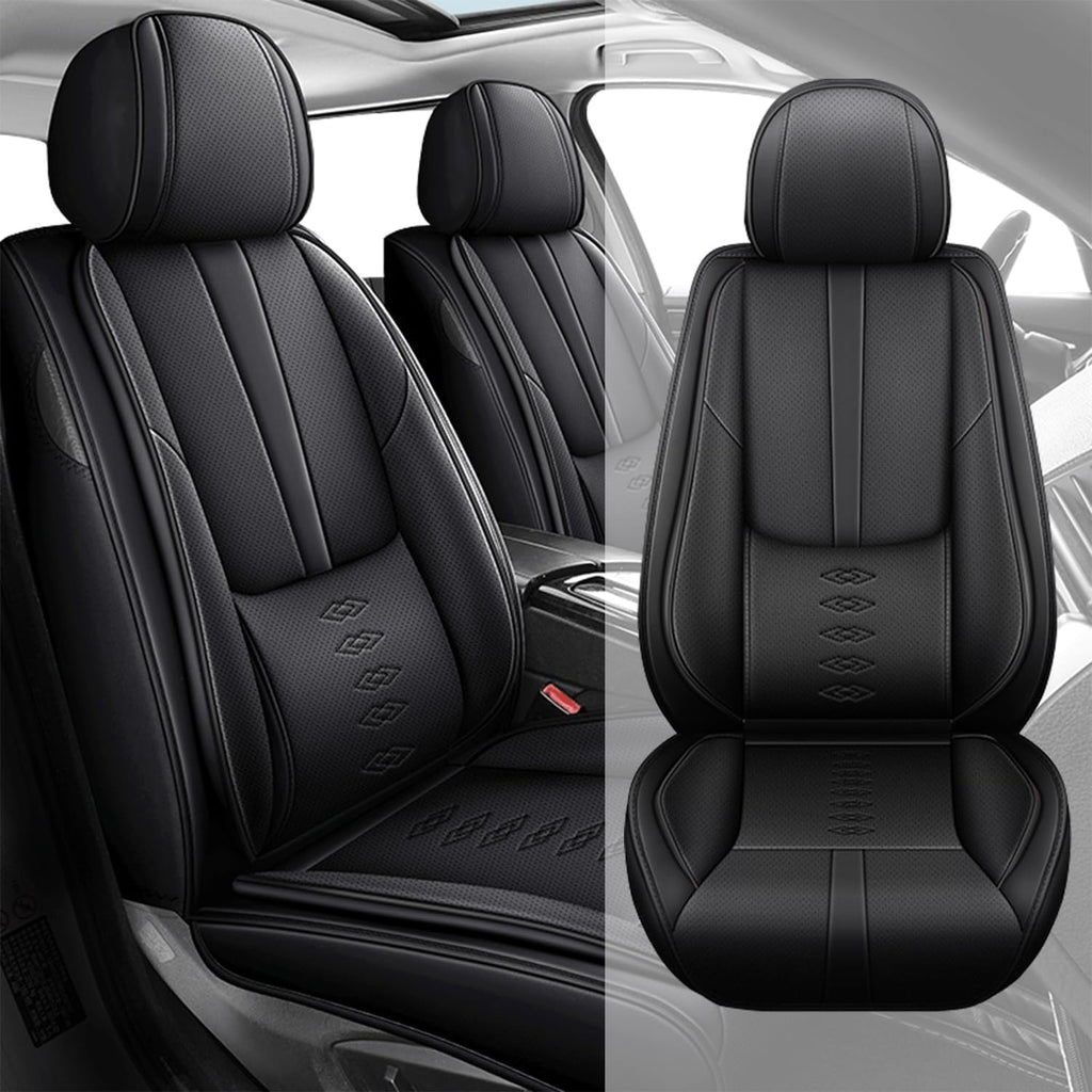 for Land Rover Discovery 1999-2024 2025 Leather Seat Covers,Waterproof Anti-Slip Car Seat Protectors,Soft Only Front Car Seat Cushions,Easy to Install Car Seat Covers(Black,2 Seats)