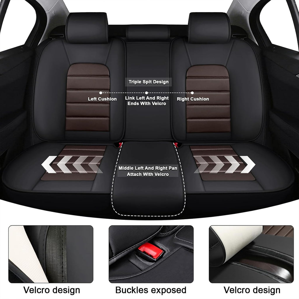 5 Car Seat Covers for Infiniti QX80 2000-2026 Breathable Leather,Waterproof Cars Seat Protectors with Comfort Headrest Pillows,Automotive Vehicle Cushion with Storage Pockets (Luxury,Brown)