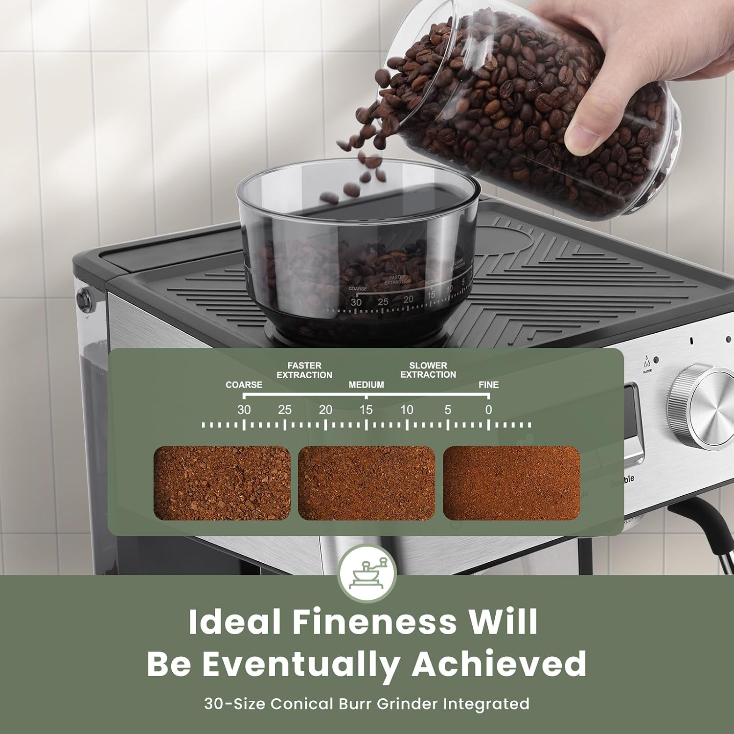 Gevi (2026 Upgrade 20 Bar Espresso Machine with Grinder & Milk Frother, Professional Coffee Maker for Home, Cappuccino & Latte, Removable Water Tank, Steam Wand