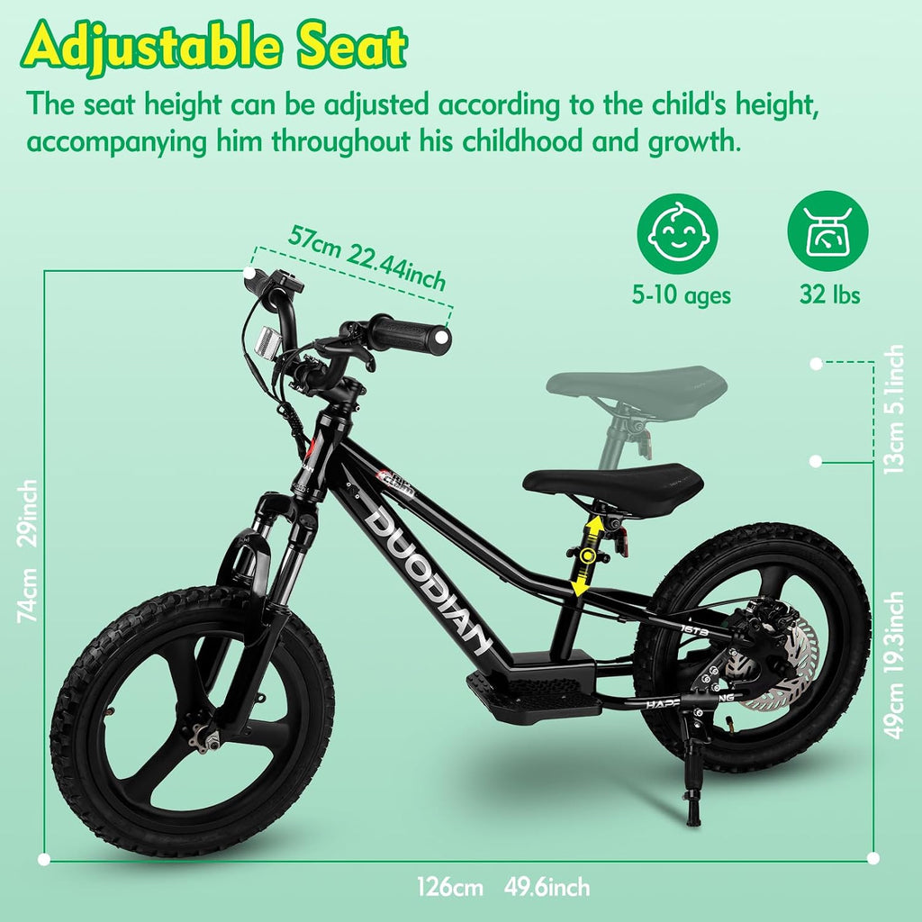 Electric Bike for Kids, 350W/250W Motor, 36V 7.8/5.2Ah, 15.5/13.7 MPH, 15/12 Miles Long Range, 16' Tires, Kids Electric Bike Aged 6 and Above, Youth Off-Road Electric Bicycle