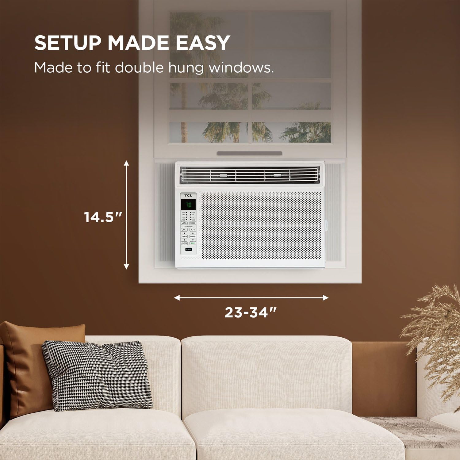TCL 6,000 BTU Window Air Conditioner, Fan & Dehumidifier, 250 Sq. Ft., Remote Control, Easy-to-Use, Reusable Filter - H6W23W