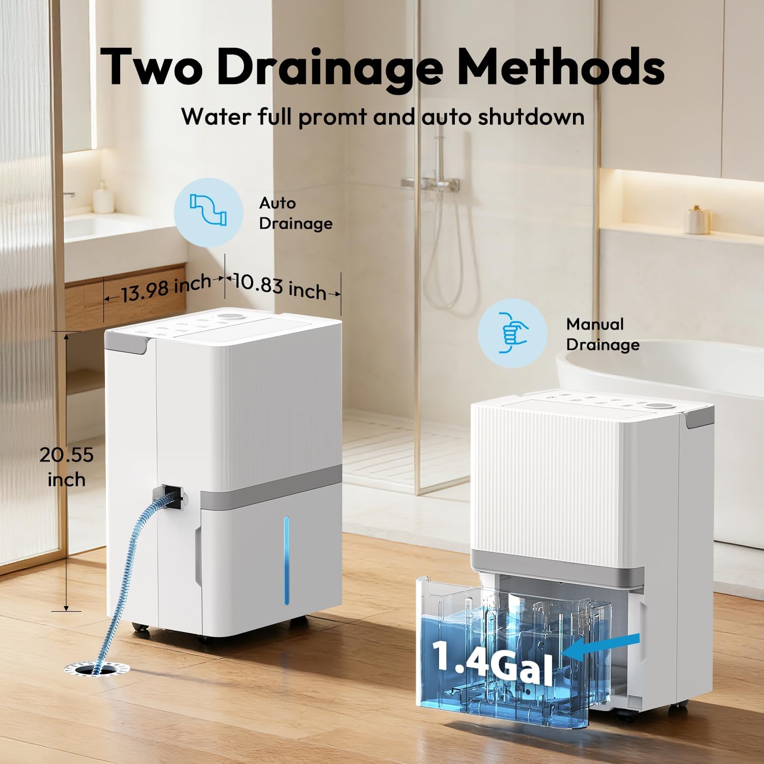 HUMILABS 5000 Sq.Ft Dehumidifier for Basement and Home, 75 Pints Dehumidifier with Drain Hose, Smart Humidity Control, 24H-Timer, for Bedroom, Bathroom, Large Room
