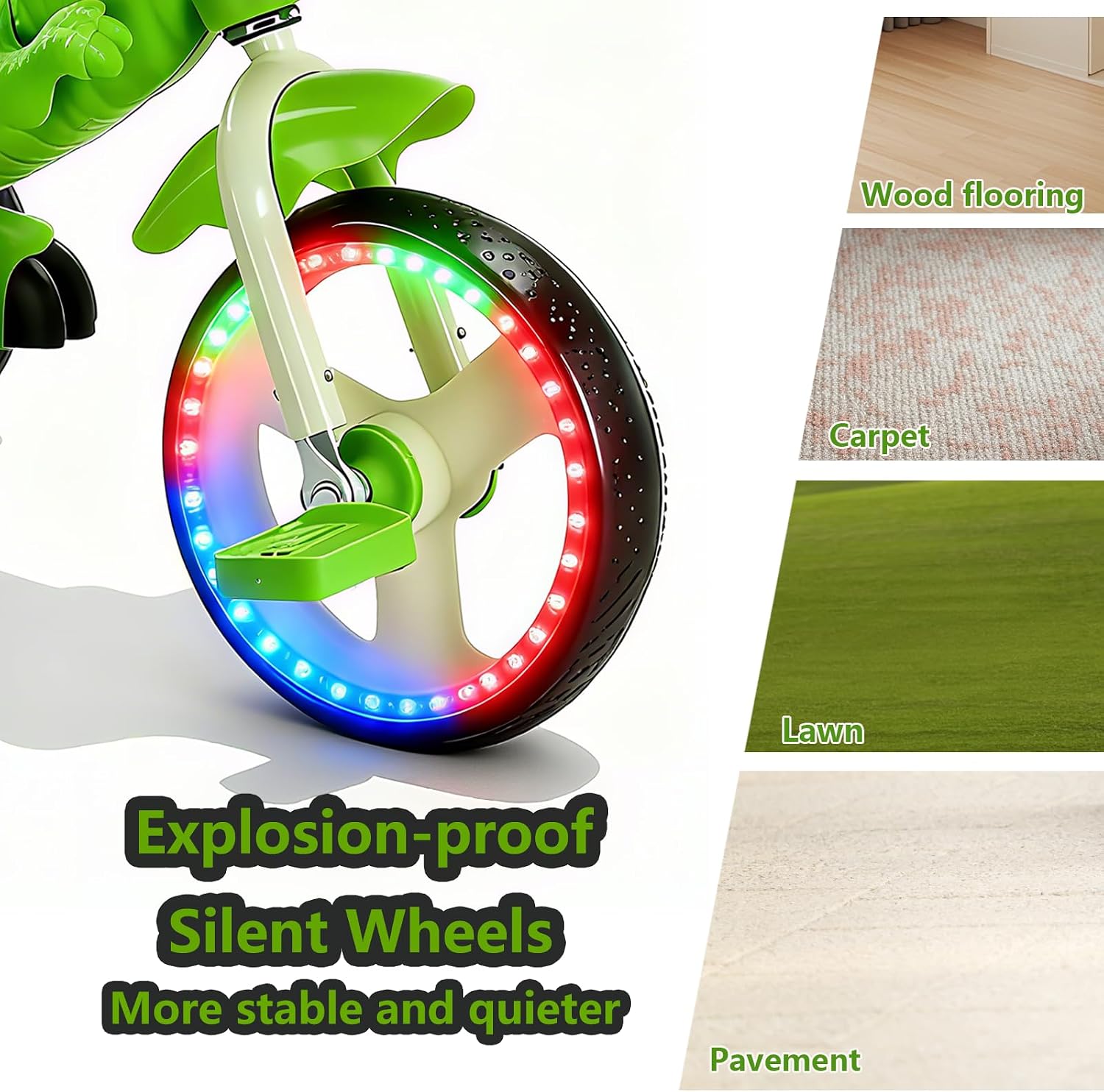 NMM Dinosaur Tricycle for Toddlers, Kids Trike with Music, LED, Tricycles for 3-5 Year Olds, for Rider, Big Wheel, Storage Basket, Horn, Toddler Bike for Boy, Dinosaur Toys for Kids 2-4 4-7