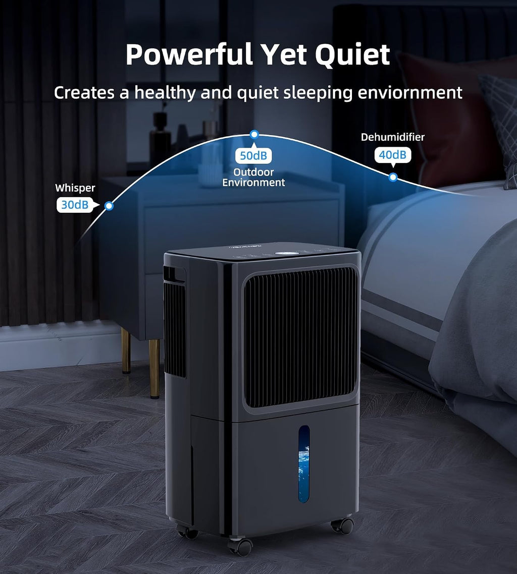 2500 Sq.Ft Dehumidifiers for Home with Drain Hose Max 34 Pints, VEAGASO Dehumidifier for Basement, Bathroom, Bedroom, Three Modes, Intelligent Humidity Control, Dry Clothes, 24HR Timer (BLACK)