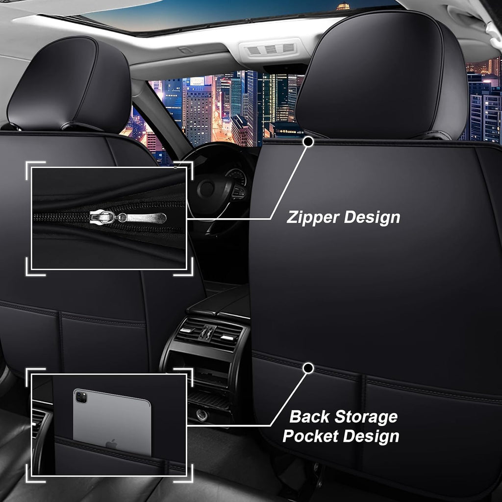Car Seat Cover Full Set for Buick Envista Seat Covers 2024-2025, Nappa Leather Waterproof Seat Covers for Cars, Airbag Compatible, Universal Automotive Seat Covers (Standard 2 Seats/Black)
