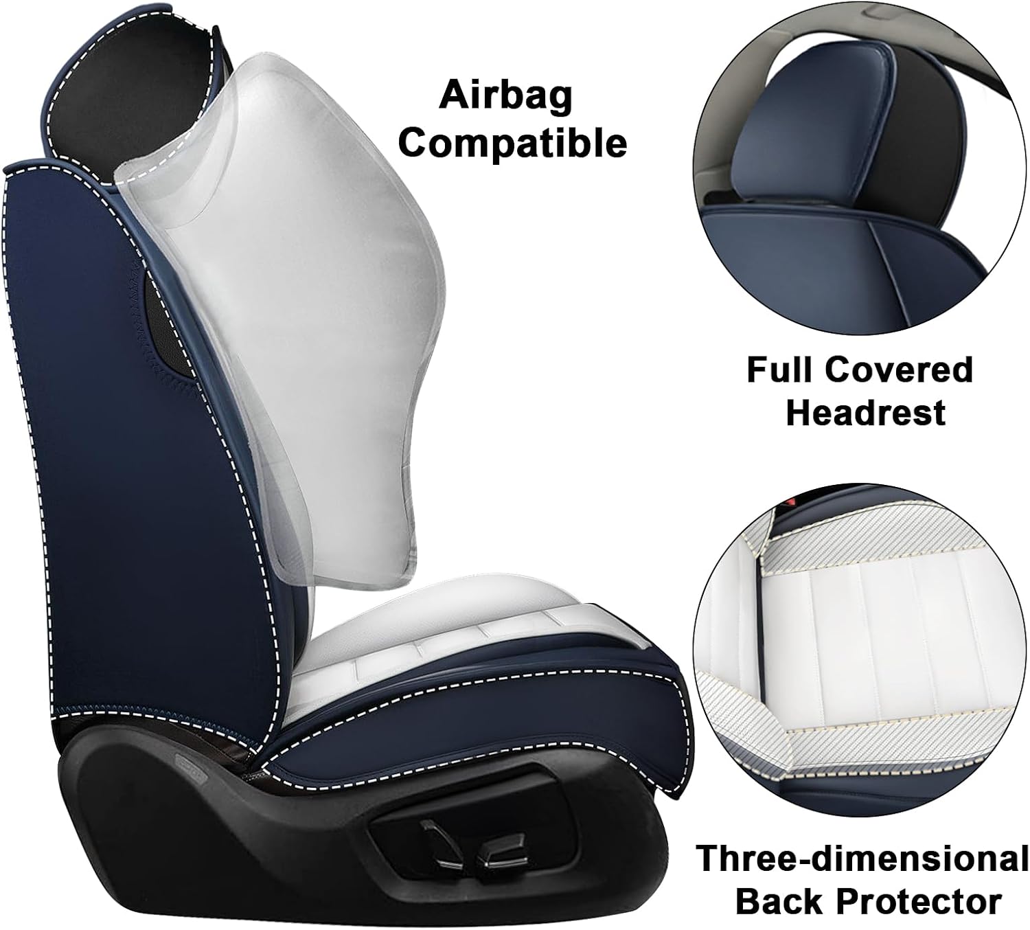 2 Seat Covers for Infiniti QX80 2000-2026 Breathable Car Seat Covers,Anti-Slip Waterproof Car Seat Protectors with Airbag,Automotive Vehicle Cushion with Storage Pockets (Standard,Blue)