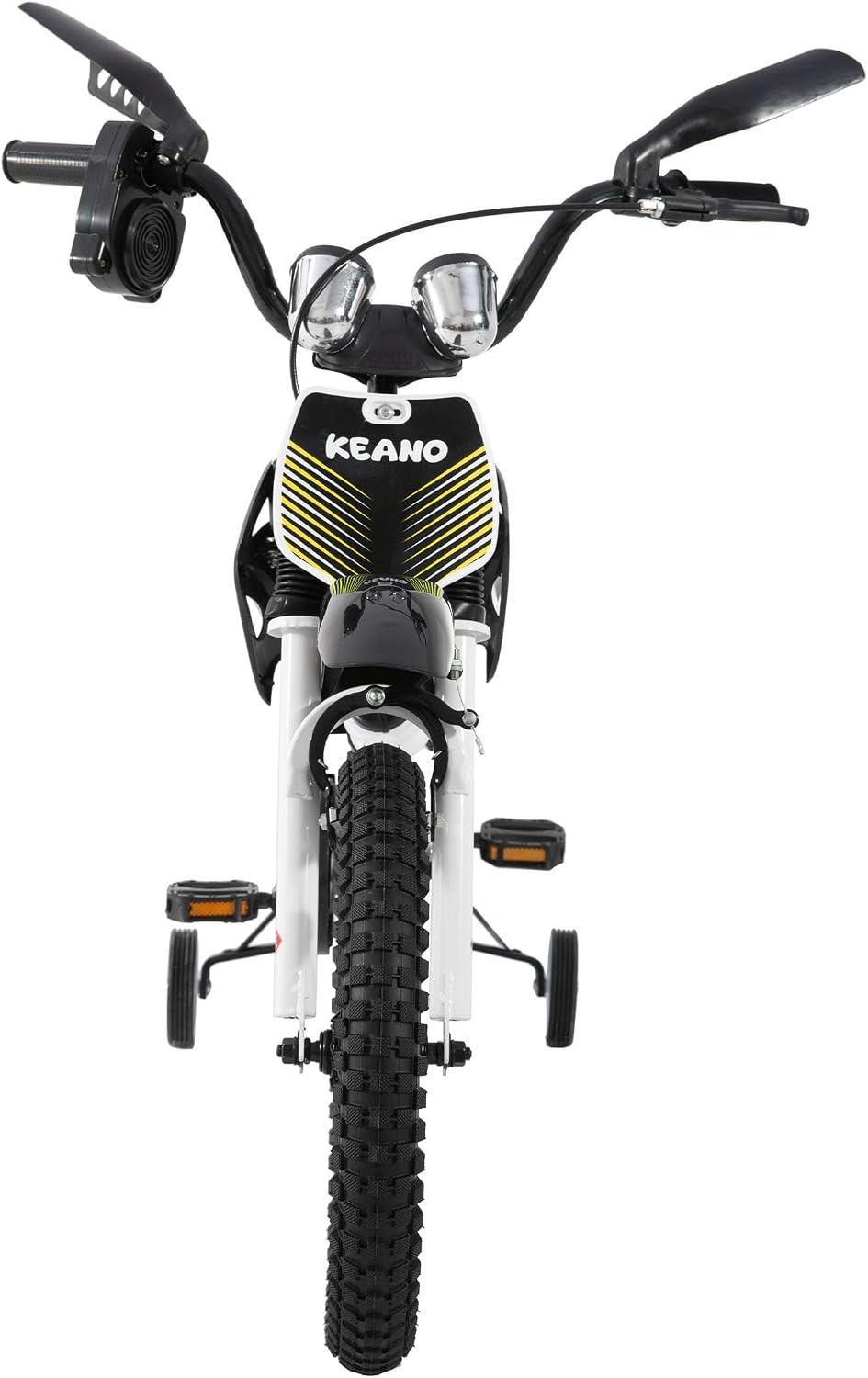 KEANO Motocross Style Kids Bike for Boys Girls Ages 3-7 Years, 12 & 16 Inch Bikes with Training Wheels and Number Plate, Children Bicycles Black