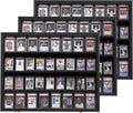 VERANI Baseball Card Display Case - 36 Graded Sports Card Display Frame - Holds Sport Cards with UV Protection Clear View Lockable Wall Cabinet for Football Basketball Trading Card Horizontal - 3Pack