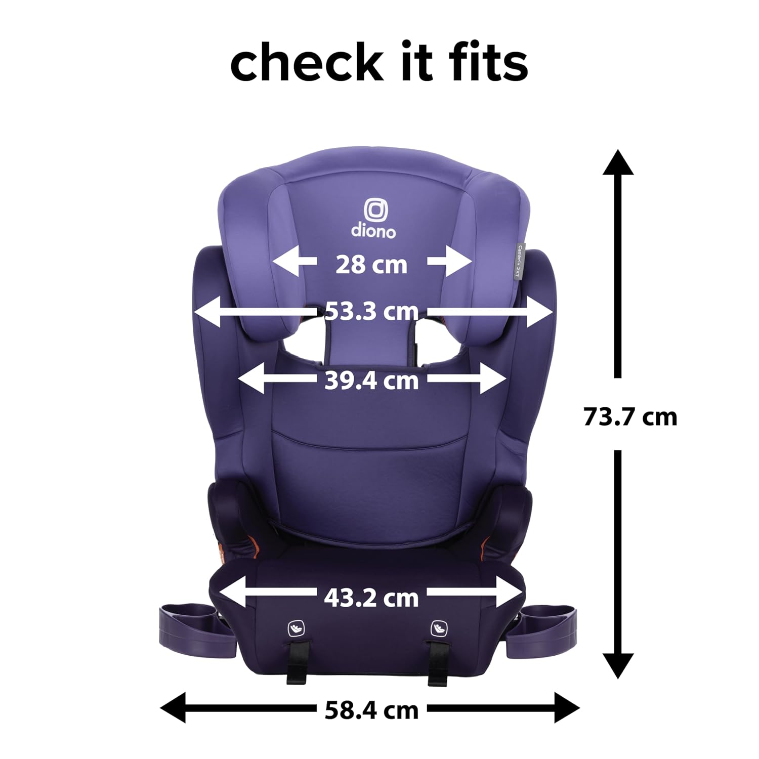 Diono Cambria 2XT XL, Dual Latch Connectors, 2-in-1 Belt Positioning Booster Seat, High-Back to Backless Booster with Space and Room to Grow, 8 Years 1 Booster Seat, Purple Wildberry