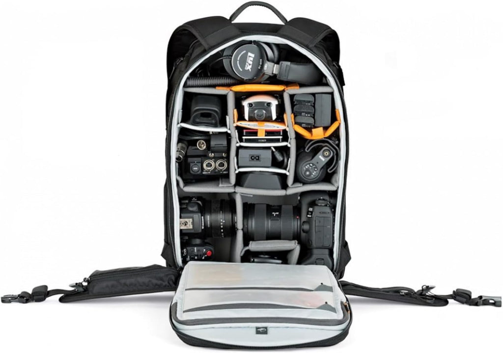 Lowepro ProTactic BP 450 AW 2 Pro 25L Comfortable Recycled and Solution-Dyed Fabrics Modular Backpack with CradleFit Pocket, All Weather Cover, and Utility Waist Belt (Black)