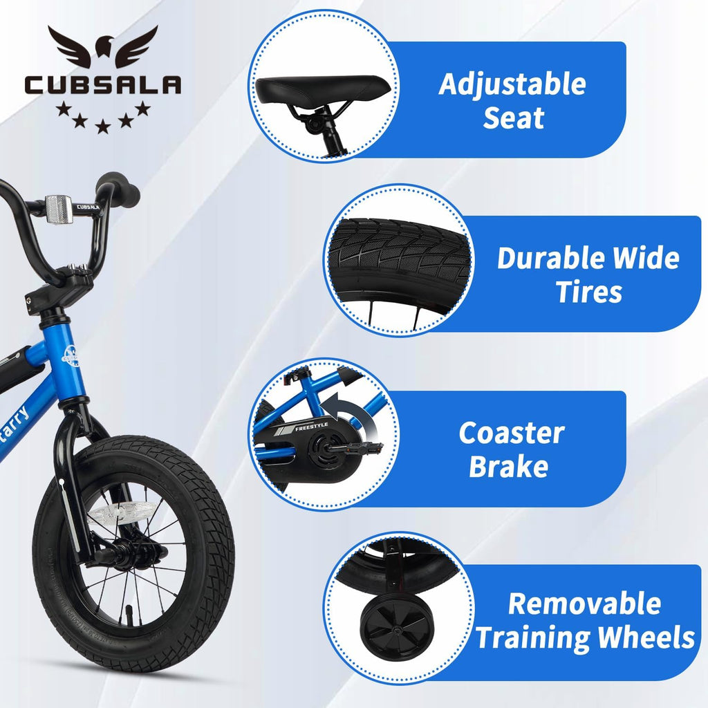 cubsala 12 14 16 18 Inch Kids Bike BMX Style Bicycle with Training Wheels Coaster Brake for 2-10 Years Old Toddlers Boys Girls Multiple Colors