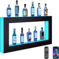 VEVOR LED Lighted Liquor Bottle Display Shelf, Square 48 Inches, Supports USB,Illuminated Home Bar Shelf w/RF Remote & App Control 7 Static Colors 1-4 H Timing, Acrylic Wall-Mounted Shelf