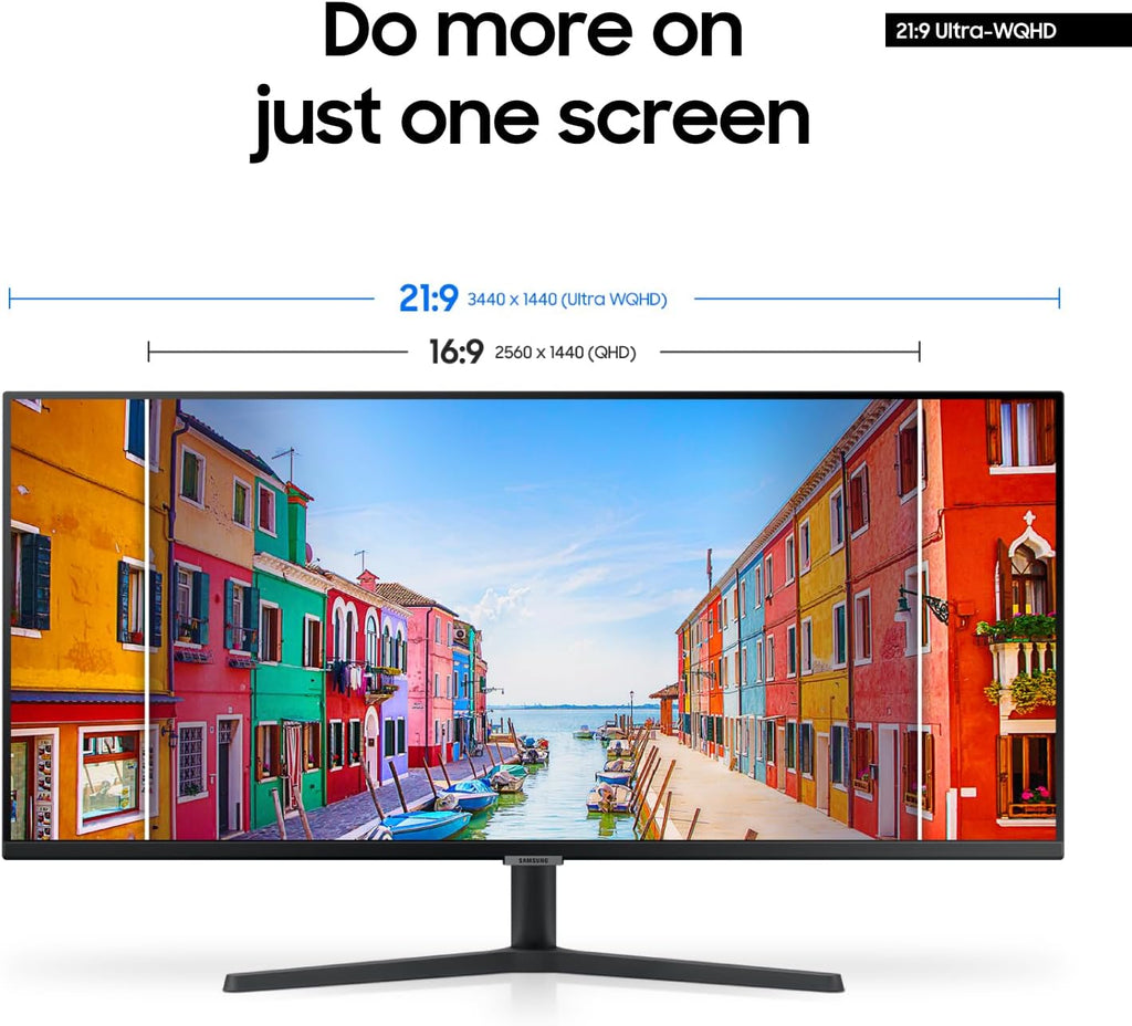 SAMSUNG 34' ViewFinity S50GC Series Ultra-WQHD Monitor, 100Hz, 5ms, HDR10, AMD FreeSync, Eye Care, Borderless Design, PIP, PBP, LS34C502GANXZA, 2023, Black