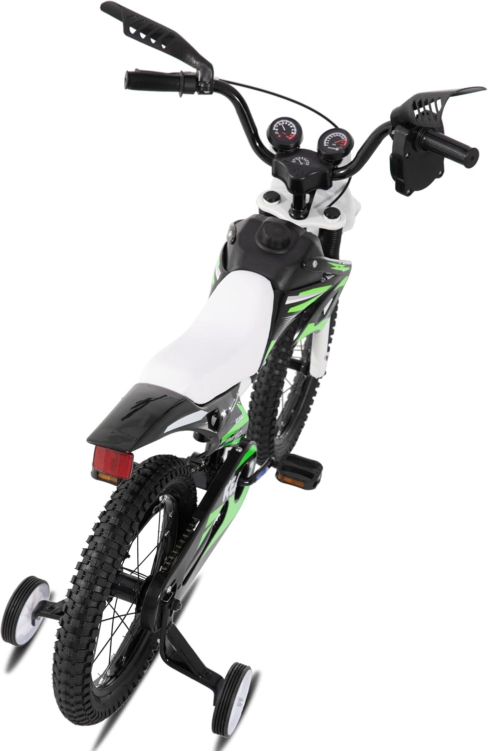 KEANO Motocross Style Kids Bike for Boys Girls Ages 3-7 Years, 12 & 16 Inch Bikes with Training Wheels and Number Plate, Children Bicycles Black