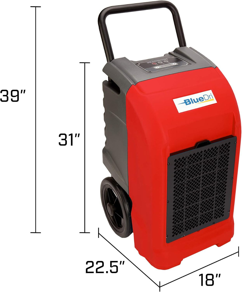 BlueDri BD-BD-76-RD - 76 AHAM/150 Saturation PPD Industrial Commercial Grade Water Damage Large Dehumidifier for Home and Basements, Red